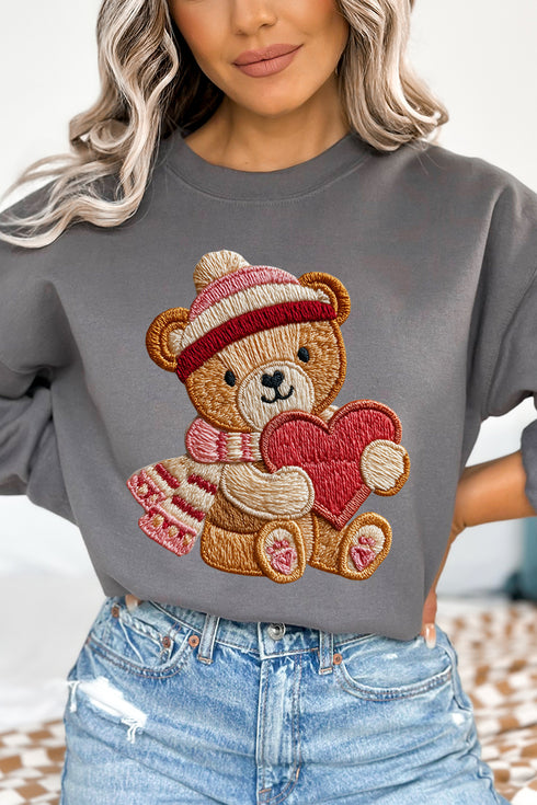 Teddy's Threaded Heart Heavy Blend Crew Sweatshirt
