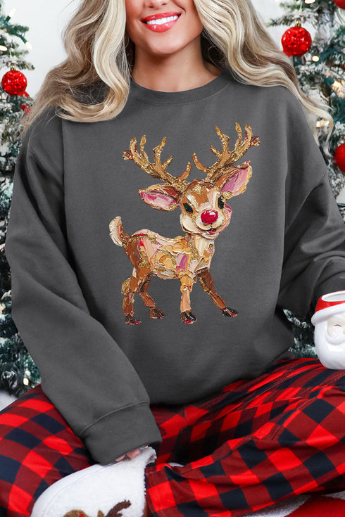 The Painted Red Nose Reindeer Heavy Blend Crew Sweatshirt