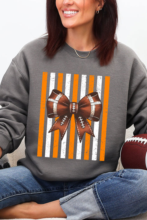 Fiery Orange & White Varsity Bow Heavy Blend Crew Sweatshirt