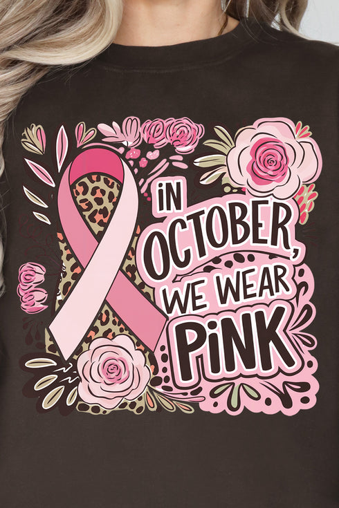 Leopard Doodle We Wear Pink Heavy-weight Crew Sweatshirt