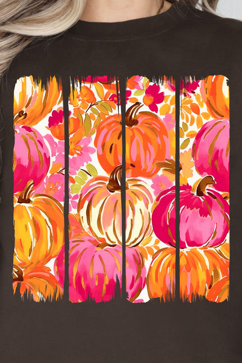 Preppy Pumpkin Brushstroke Heavy-weight Crew Sweatshirt