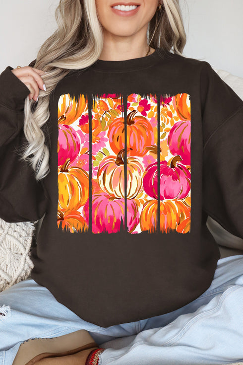 Preppy Pumpkin Brushstroke Heavy-weight Crew Sweatshirt
