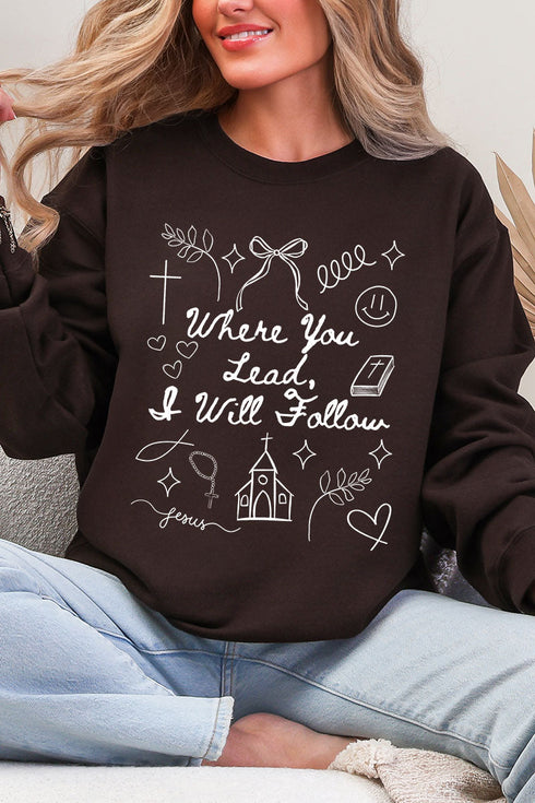 Where You Lead, I Will Follow Heavy Blend Crew Sweatshirt