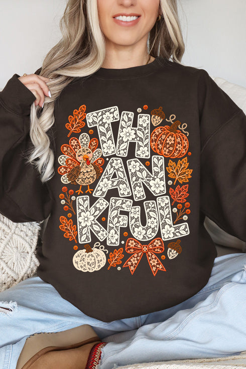 Thankful Lacework Heavy Blend Crew Sweatshirt