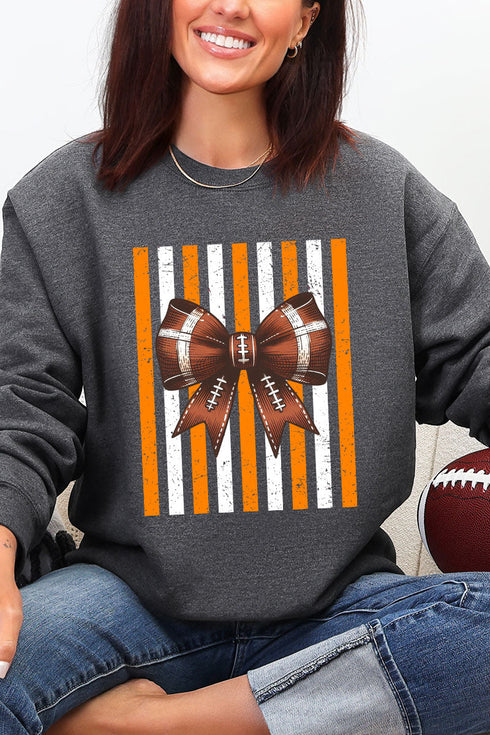 Fiery Orange & White Varsity Bow Heavy Blend Crew Sweatshirt