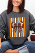 Fiery Orange & White Varsity Bow Heavy Blend Crew Sweatshirt