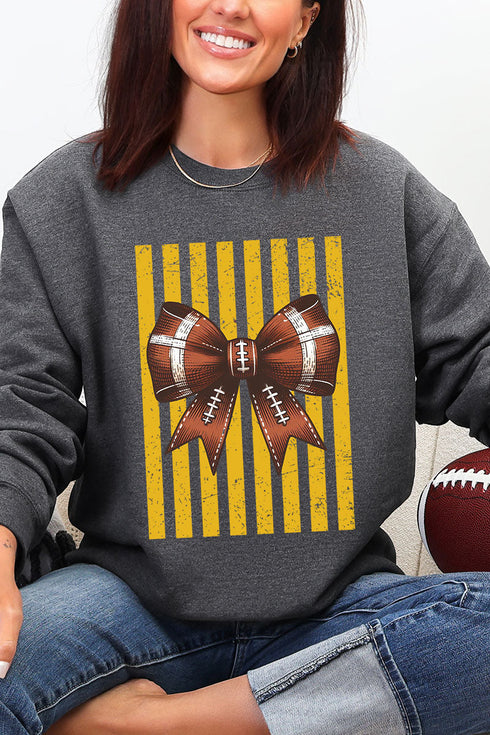 Yellow Gold Varsity Bow Heavy Blend Crew Sweatshirt