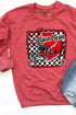 Doodle Red Football Pride Heavy-weight Crew Sweatshirt *Personalize Your Team Name