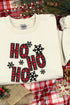 Faux Embroidery Ho Ho Ho Transfer Heavy-weight Crew Sweatshirt