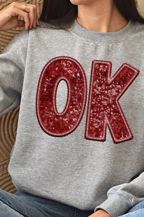 Faux Sequin OK Transfer Unisex NuBlend Crew Sweatshirt