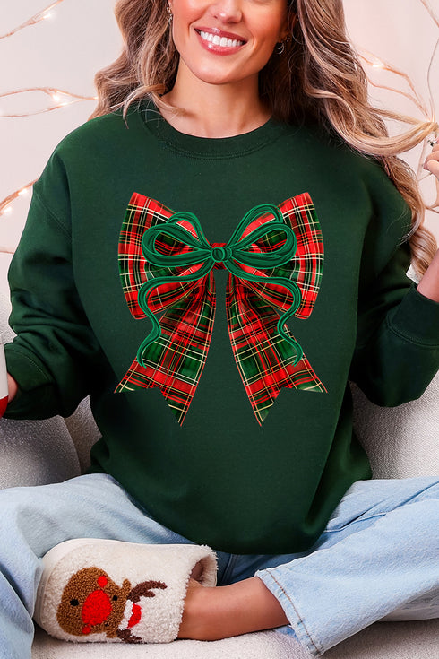 Christmas Plaid Coquette Heavy Blend Crew Sweatshirt