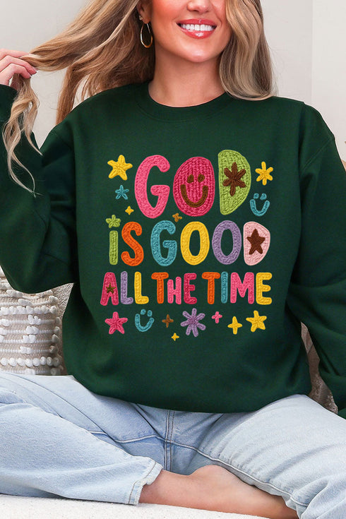 Faux Yarn God Is Good Heavy Blend Crew Sweatshirt