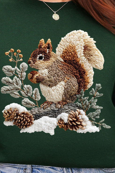 Faux Yarn Winter Squirrel Heavy Blend Crew Sweatshirt