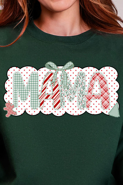 Green And Gingham Christmas Custom Name Heavy Blend Crew Sweatshirt *Personalize Your Name