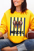 Personalized Blue & White Varsity Bow Heavy Blend Crew Sweatshirt *Enter Mascot Name