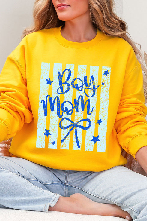 Striped Stars Boy Mom Heavy Blend Crew Sweatshirt