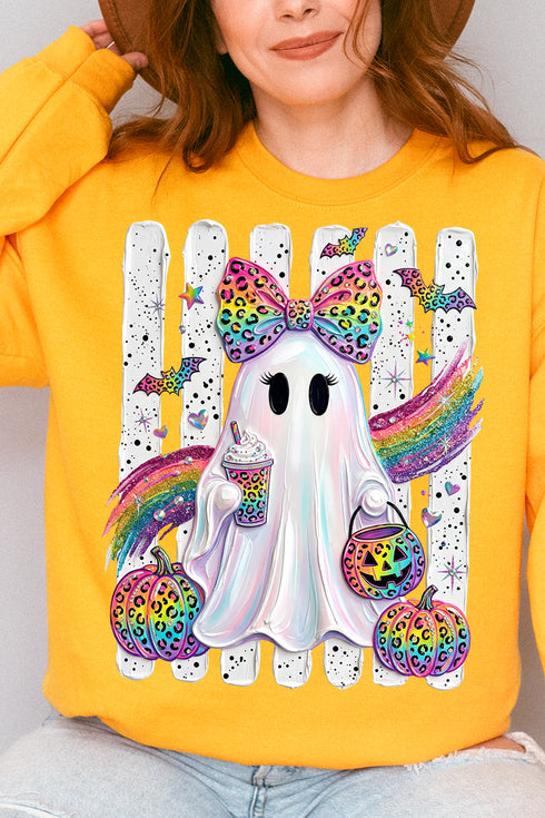 Rainbow Glam Ghost Heavy Blend Crew Sweatshirt