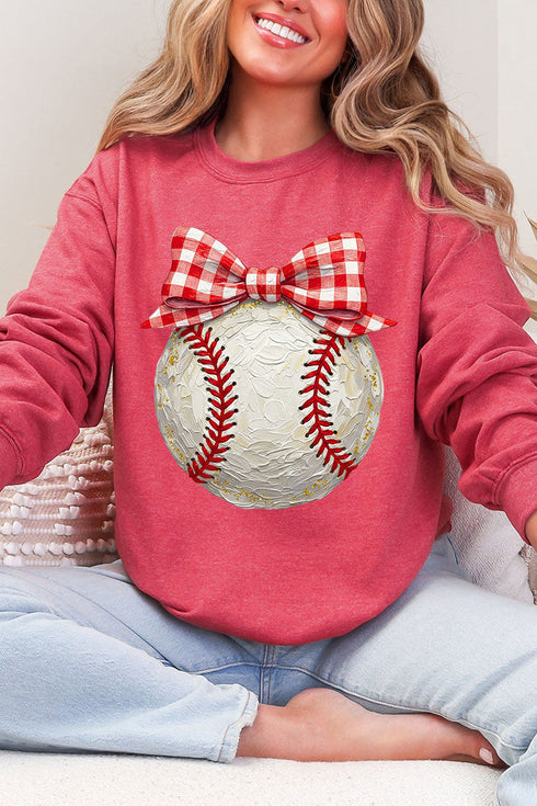 Painted Baseball Bow Heavy Blend Crew Sweatshirt