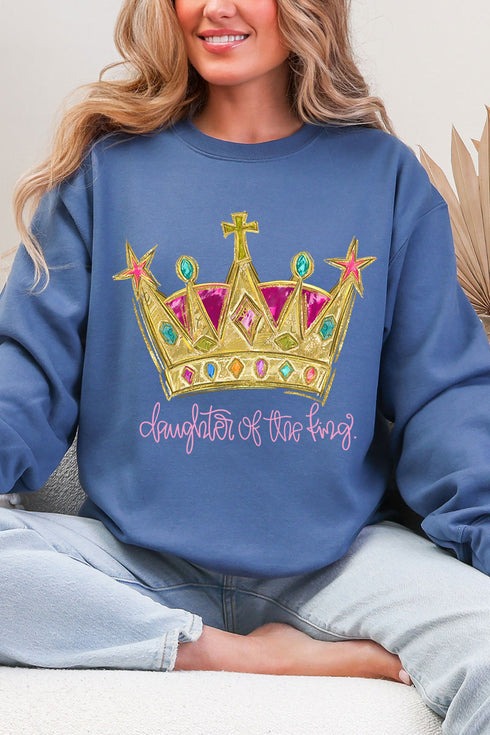 Bejeweled Daughter Of The King Heavy Blend Crew Sweatshirt