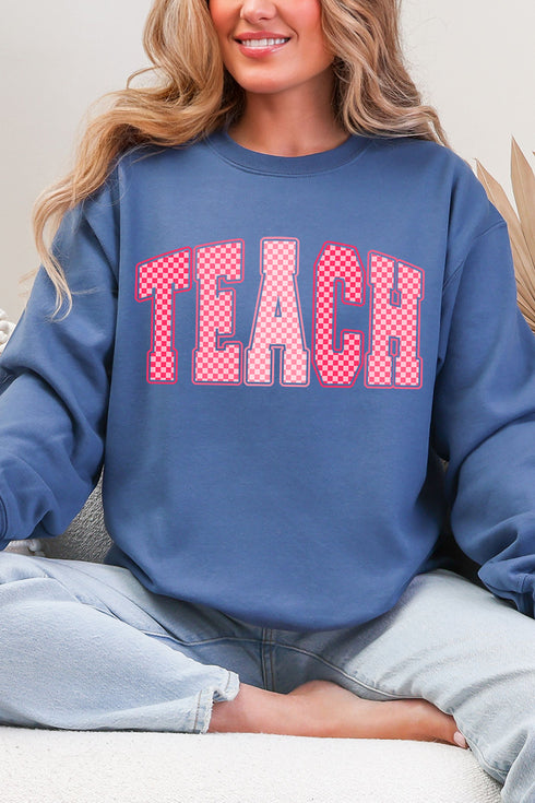 Checkered Teach Heavy Blend Crew Sweatshirt
