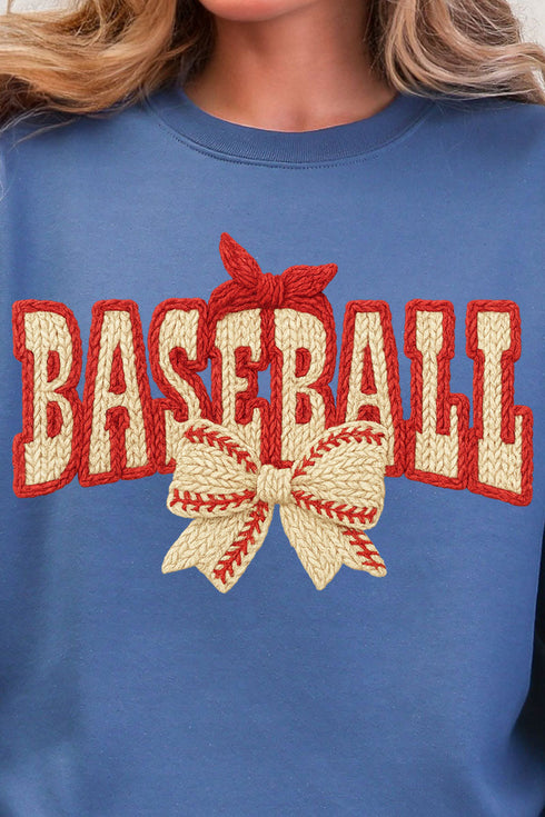 Faux Yarn Baseball Coquette Heavy Blend Crew Sweatshirt