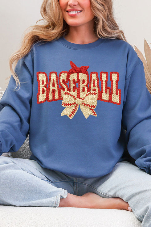 Faux Yarn Baseball Coquette Heavy Blend Crew Sweatshirt