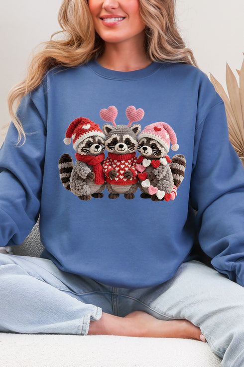 Faux Yarn Raccoon Romance Heavy Blend Crew Sweatshirt