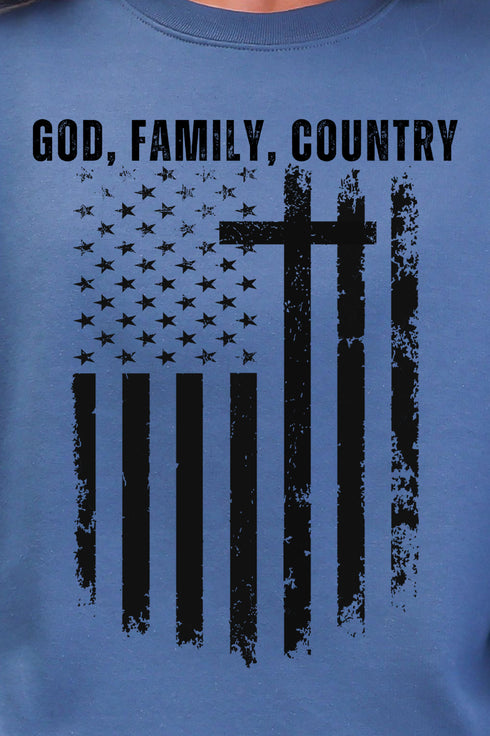 God, Family, Country Heavy-weight Crew Sweatshirt