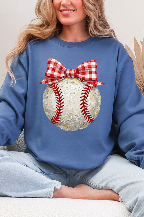 Painted Baseball Bow Heavy Blend Crew Sweatshirt