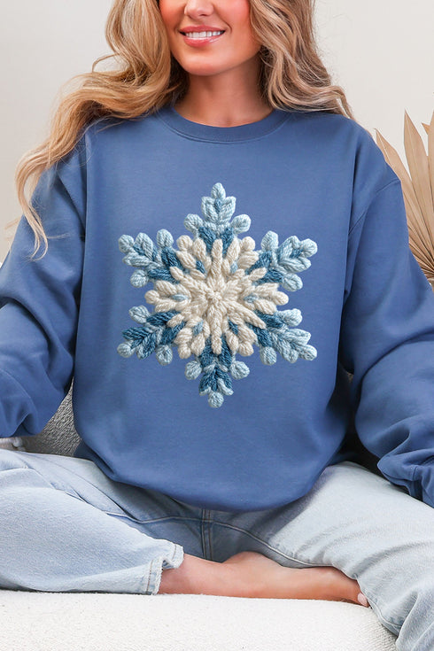 Faux Yarn Snow Day Snowflake Heavy Blend Crew Sweatshirt