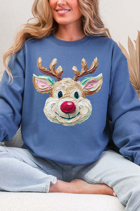 The Colorful Painted Reindeer Heavy Blend Crew Sweatshirt