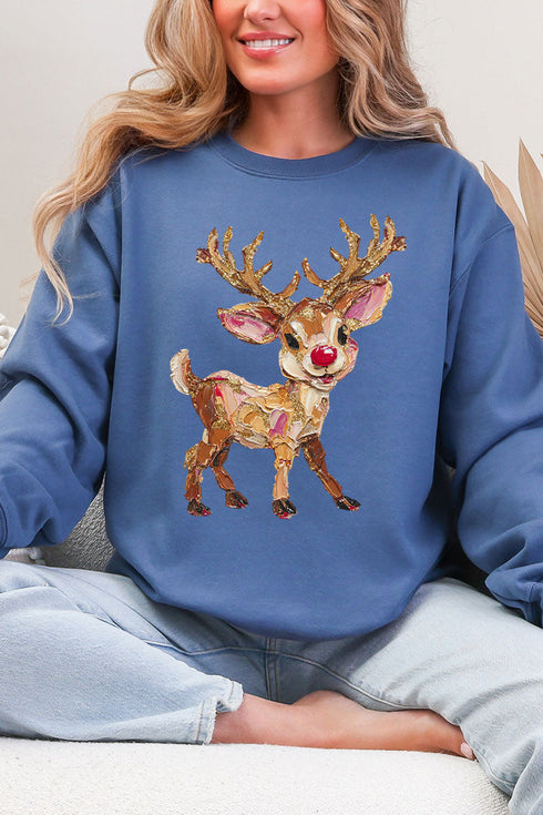 The Painted Red Nose Reindeer Heavy Blend Crew Sweatshirt