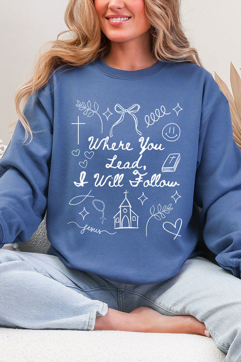 Where You Lead, I Will Follow Heavy Blend Crew Sweatshirt
