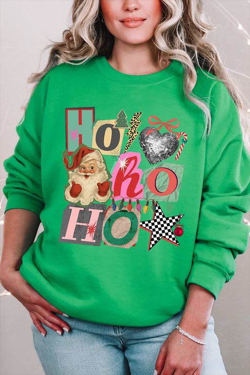 Ho Ho Retro Christmas Heavy Blend Crew Sweatshirt
