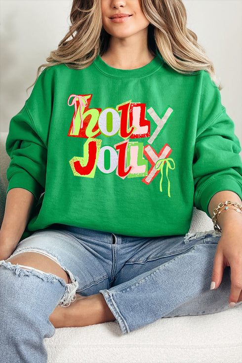 Retro Holly Jolly Ecosmart Crewneck Sweatshirt