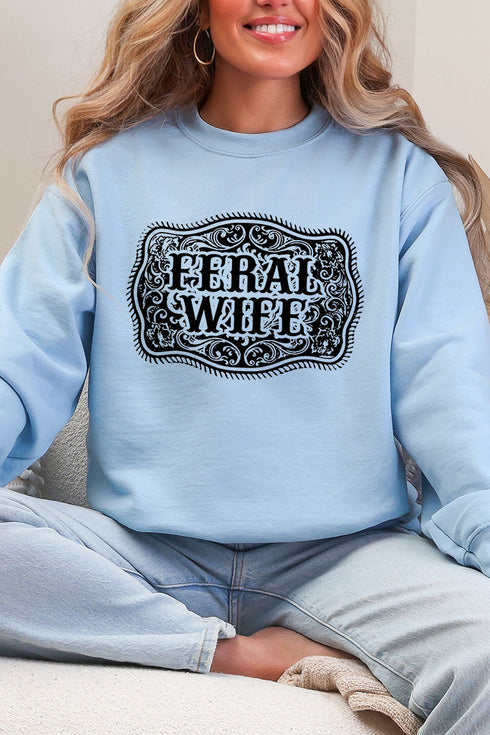 Belt Buckle Feral Wife Heavy Blend Crew Sweatshirt