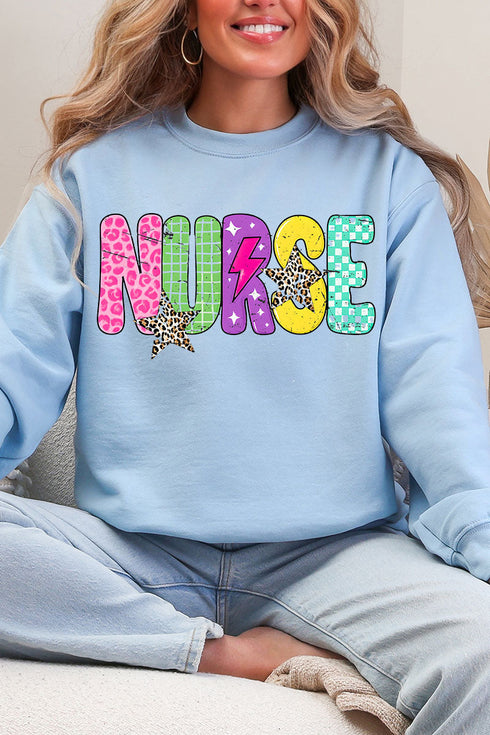 Distressed Retro Nurse Heavy Blend Crew Sweatshirt