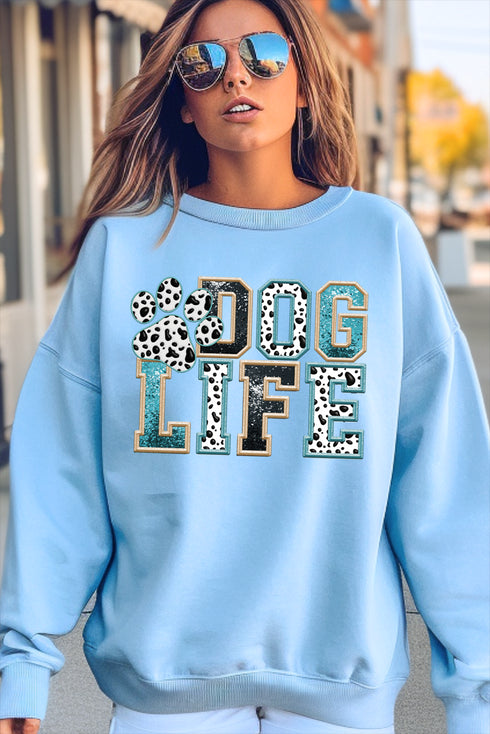 Dog Life Faux Glitter Heavy Blend Crew Sweatshirt