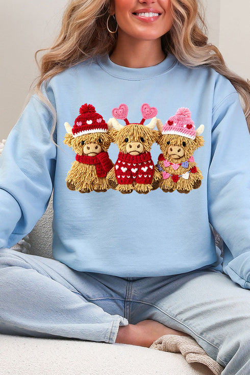 Faux Yarn Highland Hearts Heavy Blend Crew Sweatshirt