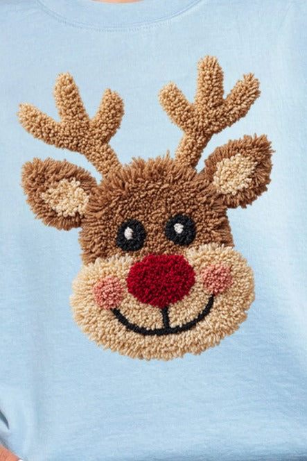 Faux Yarn Red Nose Reindeer Heavy Blend Crew Sweatshirt