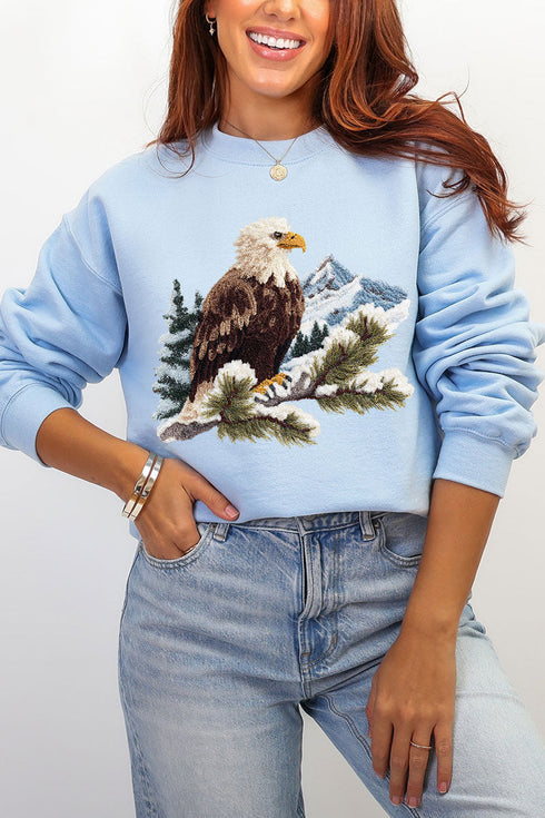 Faux Yarn Winter Eagle Heavy Blend Crew Sweatshirt