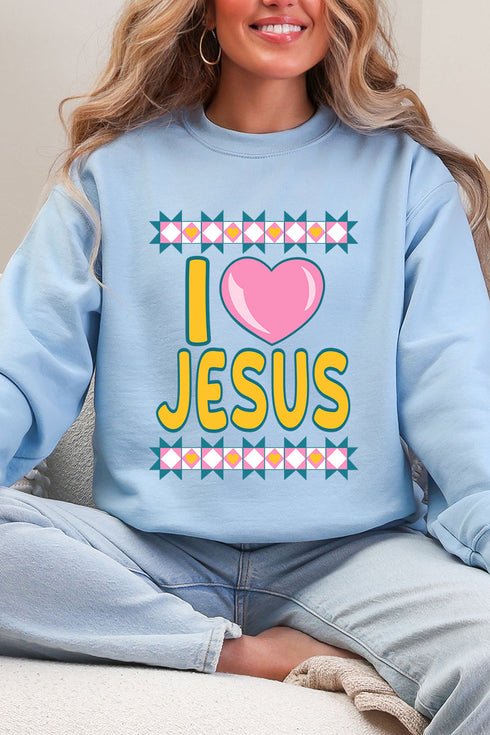 Folk Faith: I Love Jesus Heavy Blend Crew Sweatshirt