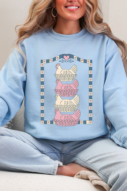 Hen Stack Hearts Heavy Blend Crew Sweatshirt