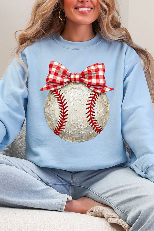 Painted Baseball Bow Heavy Blend Crew Sweatshirt