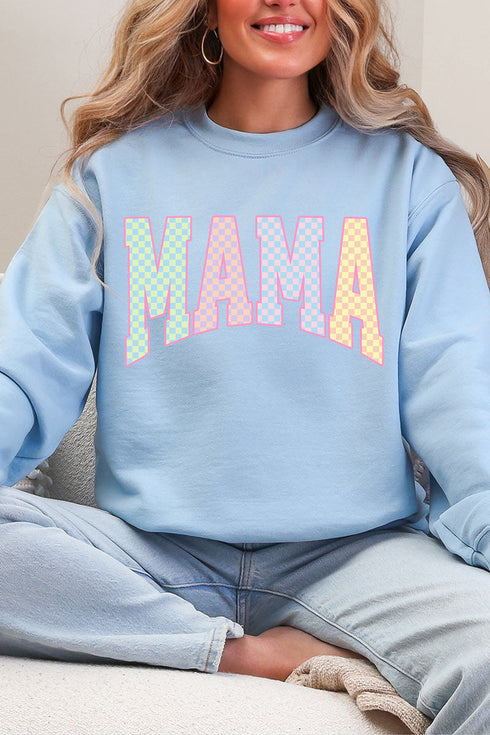 Pastel Checkered Mama Heavy Blend Crew Sweatshirt
