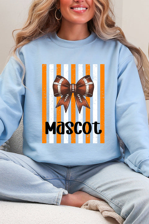 Personalized Fiery Orange & White Varsity Bow Heavy Blend Crew Sweatshirt *Enter Mascot Name