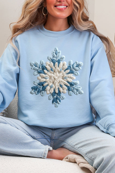 Faux Yarn Snow Day Snowflake Heavy Blend Crew Sweatshirt