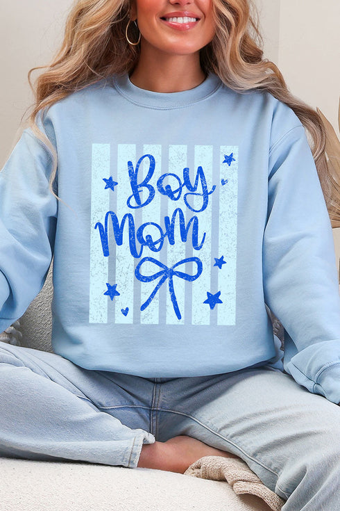 Striped Stars Boy Mom Heavy Blend Crew Sweatshirt