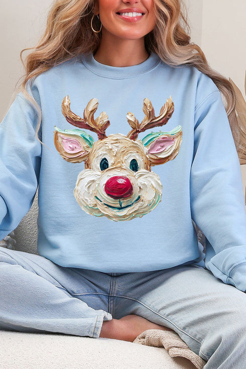 The Colorful Painted Reindeer Heavy Blend Crew Sweatshirt