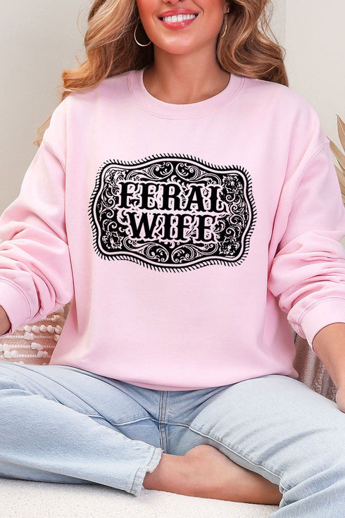 Belt Buckle Feral Wife Heavy Blend Crew Sweatshirt
